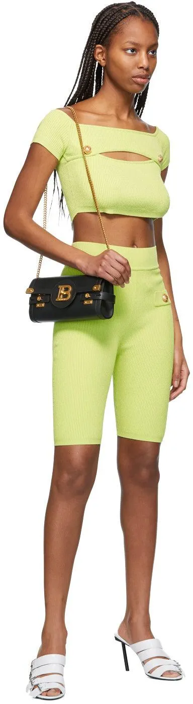 Balmain Green Rib Knit Cycling Shorts