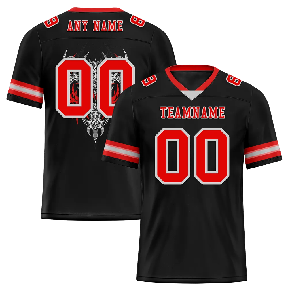 Custom Black Skull Fashion Red Personalized Authentic Football Jersey FBJ02-bc0fbbc