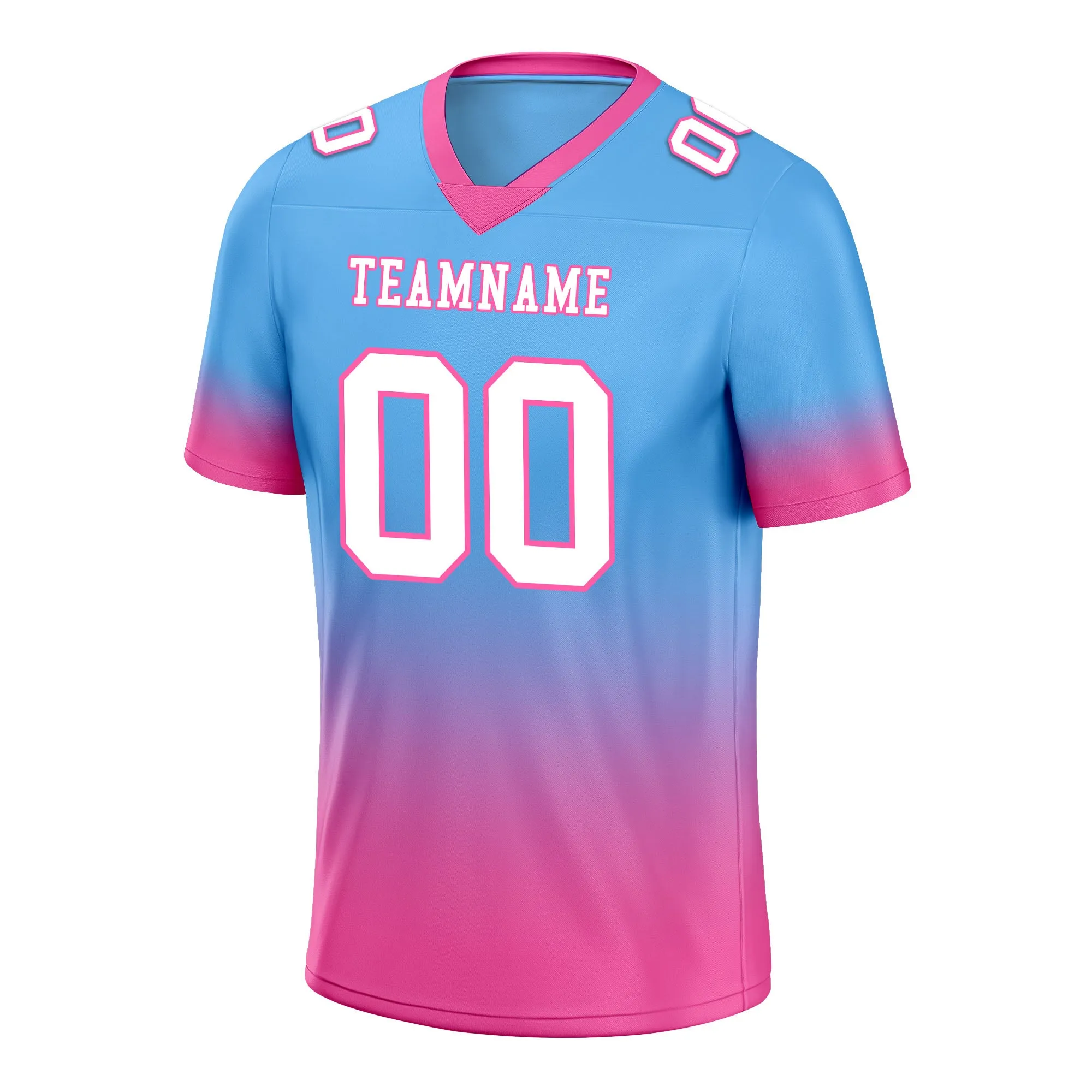 Custom Blue Pink Fade Fashion Personalized Authentic Football Jersey FBJ02-D06104
