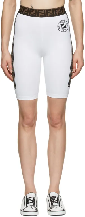 Fendi White Fendirama Cycling Shorts