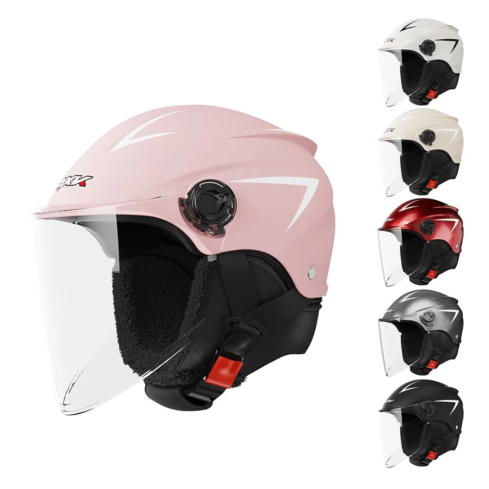 Motorcycle Open Face Helmet Quick Release Buckle Ventilated